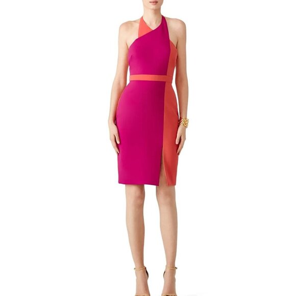 Women's - Badgley Mischka Colorblock Halter Dress, Size 4 - Picture 1 of 10